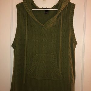 Green Hooded Sweater Vest